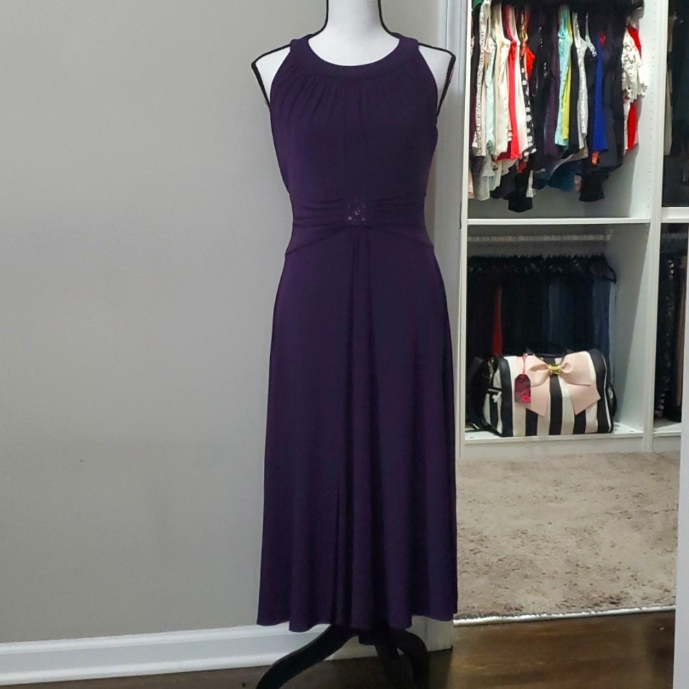 Jessica Howard purple rhinestone maxi evening dress in sz 6